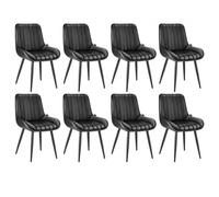VEVOR Set di 8 Sedie da Pranzo Stile Moderno, Sedie Laterali Imbottite in Tessuto per Tavoli da Pranzo da Cucina Salvaspazio con Cuscini Gambe in Metallo, da Salotto, Soggiorno, Ristorante, Nero