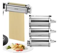 VEVOR Set di Accessori 3 Rulli Sfogliatrice di Pasta Adatto per Impastatrice KitchenAid, Set Rulli per Tagliapasta Acciaio Inox 3 Pezzi Compatibile per Robot da Cucina KitchenAid Spessore Regolabile