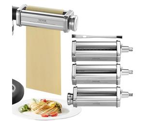 VEVOR Set di Accessori 3 Rulli Sfogliatrice di Pasta Adatto per Impastatrice, Set Rulli per Tagliapasta Acciaio Inox 3 Pezzi Compatibile per Robot da Cucina Spessore Regolabile