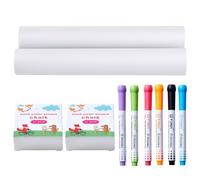 VEVOR Set di Accessori da Tavolo per Bambini 32 PZ, Set da Pittura per Tavolo da Gioco per Bambini, Inclusi Gessetti, Pennarelli Cancellabili a Secco, Rotoli di Carta, Accessori da Pittura per Bambini