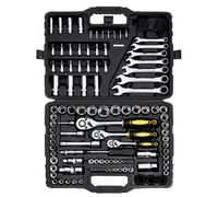 VEVOR Set di Attrezzi Meccanici, 385 x 285 x 85 mm 121 Pezzi, Set di Attrezzi Meccanici SAE e Metrici con Bussola 6,35 mm 9,52 mm 12,7 mm con Punte Chiavi Maniglia a Cricchetto Custodia da Trasporto