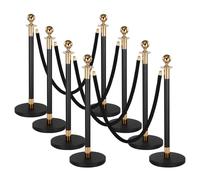 VEVOR Set di Barriere per Controllo della Folla con 6 Corde di Velluto Nero, Palo di Sostegno in Acciaio al Carbonio Resistente con Base Cava per Teatro, Feste, Matrimoni, Mostre, Eventi, Nero