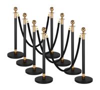 VEVOR Set di Barriere per Controllo della Folla con 6 Corde di Velluto Nero, Palo di Sostegno in Acciaio al Carbonio Resistente con Base Cava per Teatro, Feste, Matrimoni, Mostre, Eventi, Nero