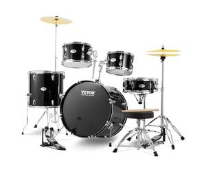 VEVOR Set di batteria per adulti, 5 pezzi, 55,9 cm, completo con rullante da pavimento, supporto per trono, piatto, pedale Hi-Hat e bacchette, kit batteria per principianti per adulti, colore nero