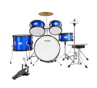 VEVOR Set di batterie per bambini, 5 pezzi, 40,6 cm, per principianti, con rullante regolabile, pedale Hi-Hat e due paia di bacchette, kit batteria per principianti, per bambini, blu