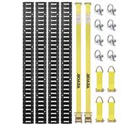 VEVOR Set di binari ancoraggio E-Track, 18 pezzi, set di binari elettrici da 1524 mm, inclusi 4 binari in acciaio e 8 ancoraggi con O-ring e 4 cinghie di ancoraggio carico 907 kg