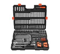 VEVOR Set di Bussole, 225 Pezzi, Set di Bussole e Cricchetti da 9,5/6,4/12,7 mm, SAE e Metriche, Profonde e Poco Profonde, con Punte, Accessori e Custodia, Acciaio Legato CR-V, per Riparazioni Auto