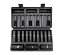 VEVOR Set di Bussole a Impatto 1/2" Set di 13 Bussole 10-24 mm per Avvitatore a Percussione in Acciaio Legato CR-V con Indicatori di Dimensione HRC 42-48 Accessori in Valigetta per Riparazione Auto