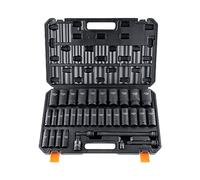 VEVOR Set di Bussole a Impatto con Attacco da 1/2", Set di 34 Bussole Metriche 8-36mm, Acciaio Legato Cr-MO a 6 Punti per Riparazioni Auto, Kit di Strumento di Bussole con Valigetta da Officina Garage