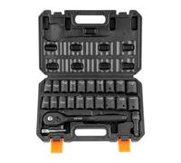 VEVOR Set di Bussole a Percussione da 1/2", 23 Pezzi SAE 7/16"-1" Metrico 13-24mm, Acciaio Legato al Cr-V a 6 Punti per Riparazioni Auto, Marcature delle Dimensioni di Facile Lettura con Valigetta