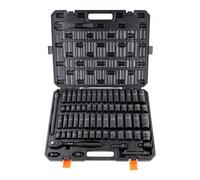 VEVOR Set di Bussole a Percussione da 1/2", Set 65 Pz SAE da 3/8" a 1-1/4" Metrico 10-24 mm, Acciaio Legato Cr-V a 6 Punti per Riparazioni Auto, Indicazioni delle Dimensioni, Set di Bussole Valigetta