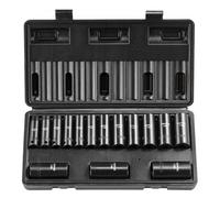 VEVOR Set di bussole a percussione da 3/8 pollici, Set di bussole profonde da 15 pezzi metrico 8-22 mm, Acciaio legato Cr-Mo a 6 punti per riparazioni auto, Kit di attrezzi bussole per riparazioni