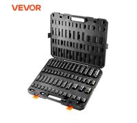 VEVOR Set di bussole a percussione per azionamento da 3/8" e 1/2" Set di bussole da 59 pezzi SAE da 5/16" a 1-1/4" e set di acciaio legato Cr-Mo a 6 punti metrico da 6-32 mm 59PCS