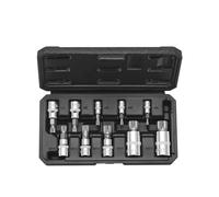 VEVOR Set di Bussole a Triplo Quadrato XZN, 10 Pezzi M4 a M18, Acciaio Cr-V di Alta Qualità, Attacchi 0,63/0,95/1,27 cm, con Custodia di Stoccaggio, Uso Manuale, Settore Automobilistico