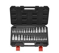 VEVOR Set di Bussole Esagonali, 32 Pezzi, Acciaio Legato S2 e Acciaio Cr-V, Standard SAE e Metrico, Attacchi 0,63/0,95/1,27 cm, con Custodia di Stoccaggio per Meccanici Riparazione Auto