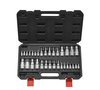 VEVOR Set di Bussole Esagonali, 32 Pezzi, Acciaio Legato S2 e Acciaio Cr-V, Standard SAE e Metrico, Attacchi 0,63/0,95/1,27 cm, con Custodia di Stoccaggio per Meccanici Riparazione Auto