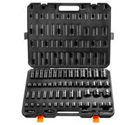 VEVOR Set di bussole a percussione per azionamento da 3/8" e 1/2" Set di bussole da 59 pezzi SAE da 5/16" a 1-1/4" e set di acciaio legato Cr-Mo a 6 punti metrico da 6-32 mm 59PCS