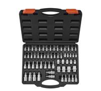 VEVOR Set di Bussole per Punta Torx Esterne, 60 Pezzi T6 a T70, TT6 a TT70, TP8 a TP60, E4 a E24, Acciaio Legato S2 e Cr-V, Attacchi 0,63/0,95/1,27 cm, con Custodia Stoccaggio, Manuale
