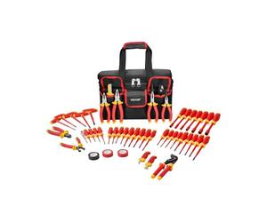 VEVOR Set di Cacciaviti Isolati da 50 pezzi, Kit di Utensili Isolati per Elettricisti Professionali da 1000 V con Punte Magnetiche, Chiave Esagonale con Impugnatura a T Tester di Tensione