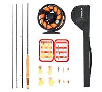 VEVOR Set di Canna da Pesca a Mosca in Fibra Carbonio e Mulinello in Carbonio IM7, Set Iniziale con Borsa per Canna e Scatola per Attrezzi e 6 Ami a Coda Corta e 4 Ami a Coda Lunga, per Viaggi