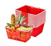 VEVOR Set di Cestini Spesa Plastica Cestini per la Spesa Impilabili in Plastica PE da 21 Litri con Manici, Portatili per Generi Alimentari, Negozi, Supermercati, Uso Domestico, Rosso,12 Pezzi