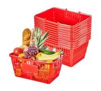 VEVOR Set di Cestini Spesa Plastica Cestini per la Spesa Impilabili in Plastica PE da 21 Litri con Manici in Metallo, Portatili per Generi Alimentari, Negozi, Supermercati, Carico di 9,07 kg, 12 pz