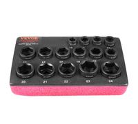 VEVOR Set di Chiavi a Bussola 15 Pezzi per Rimuovere Dadi Attacco 9,5 mm Nero