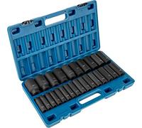 VEVOR Set di chiavi a bussola a percussione, da 1/2", 26 pezzi, bussole profonde, 6 punti, 1/2", set di bussole Impact Metric da 10 mm a 36 mm, struttura robusta Cr-V, con gabbia di stoccaggio