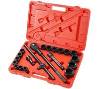VEVOR Set di chiavi a bussola a percussione da 3/4", 21 pezzi SAE da 3/4" a 2", in acciaio legato Cr-V a 6 punti per riparazione automatica, marcature di dimensioni facili da leggere, include barre di