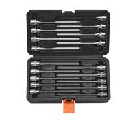 VEVOR Set di Chiavi a Bussola Esagonali Lunghe per Meccanici 18 Pezzi Attacco da 3/8 pollice in Acciaio Legato S2 Acciaio Cr-V, Standard SAE e Metrico da 1/8 pollice a 3/8 di pollice, 3-12 mm