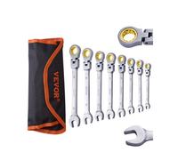 VEVOR Set di Chiavi a Cricchetto con Testa Flessibile, Set di Chiavi Combinate 8 PZ con Borsa a Rullo, Set di Chiavi a Cricchetto Flessibili in Acciaio Cr-V Metrico 8 mm-17 mm Riparazioni Domestiche
