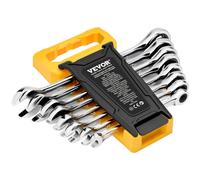 VEVOR Set di Chiavi Combinate da 8 Pezzi, Set di Chiavi a Cricchetto con Organizzatore per Rack, Set di Chiavi in Acciaio Cr-V Metrico da 8 mm a 19 mm per Casa, Garage, Officina, Riparazioni Auto