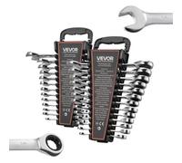 VEVOR Set di Chiavi Combinate a Cricchetto 26 Pezzi, Chiavi a Cricchetto a 72 Denti, Metriche e SAE, con Organizer per Disposizione Ordinata, in Acciaio Cr-V, per Lavori Domestici e Riparazioni Auto