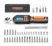 VEVOR Set di Chiavi Dinamometriche Digitali da 1/4"con 42 Pezzi, Cacciaviti Dinamometriche 4 Unità, Schermo LCD con Cicalino e Indicatore LED, con Bussole Inserti Prolunga e Adattatore, per Macchine