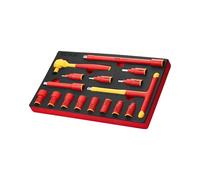 VEVOR Set di Chiavi Isolate 425 x 245 x 62 mm Set di Strumenti per Prese Isolate 16 Pezzi, 1000 V con Prese Isolate, Chiave con Impugnatura a T, Cricchetto, Nero Giallo/Rosso, Riparazioni Domestiche