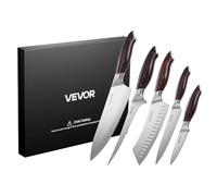 VEVOR Set di Coltelli da Cucina da 5 Pezzi, in Acciaio Inossidabile ad Alto Tenore di Carbonio, Coltello da Cucina con Impugnatura Ergonomica e Resistente alla Rottura per un Taglio Preciso