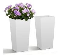 VEVOR Set di Fioriera Alta per Decorazione Altezza 55 cm 2 pezzi, Fioriera Alta Decorativa per Piante Fiori da Interno Esterno Cortile Portico Ingresso Giardino Balcone Materiale in Plastica, Bianco