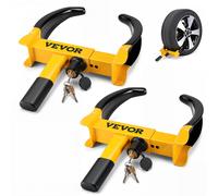 VEVOR Set di Bloccaruote Universale Antifurto per Auto Regolabile 180-270 mm, Bloccaggio Parcheggio Ruota in Acciaio con 6 Chiavi per Veicoli Caravan Camion SUV, Morsetto Bloccaruota Antifurto 2 Pz