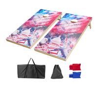 VEOVR Set di Gioco Cornhole Portatile da Tavolo, Tavole Pieghevole da Gioco, Tavola da Lancio Portatile in Legno Massello, Gioco Cornhole con 8 Sacchetti Fagioli e Borsa, 1255 x 600 x 302 mm