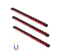VEVOR Set di Guide per Organizzatori di Prese, 3 PZ Organizzatori di Prese in Alluminio Metrico SAE 1/4 3/8 1/2 Pollici, Supporto per Prese per Impieghi Gravosi Contiene Fino 40 Prese, Rosso Nero