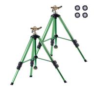 VEVOR Set di Irrigatori a Impulso su Base Treppiede 2 pezzi, Irrigatori a Treppiede a Impatto Girevole 360° da Giardino, Testine in Ottone, Altezza Regolabile a 3 Livelli Raggio di Spruzzo di 13m