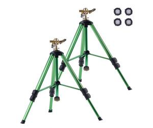 VEVOR Set di Irrigatori a Impulso su Base Treppiede 2 pezzi, Irrigatori a Treppiede a Impatto Girevole 360° da Giardino, Testine in Ottone, Altezza Regolabile a 3 Livelli Raggio di Spruzzo di 13m