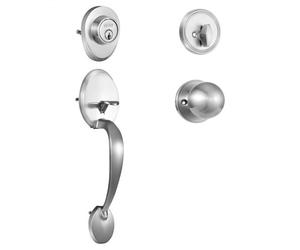 VEVOR Set di Maniglie per Porta Anteriore d'Ingresso Colore Argento, Set di Maniglia Chiavistello Serratura per Porta d'Ingresso Interno Casa Ufficio Esterno Interno, Maniglia Porta Nichel Satinato