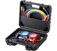 VEVOR Set di Manometro del Refrigeranti a 3 Vie per R134A R22 R12 R502 per l'Aria Condizionata Uso Automobilistico, Set Indicatore del Collettore AC per Refrigeranti con Valigetta 28,4 x 25 x 8,9 cm