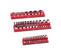 VEVOR Set di Organizzatore per Prese Magnetiche, 3 Supporti Magnetici per Prese, Vassoi per Prese SAE 1/4 3/8 1/2 Pollici Contengono Fino a 68 Prese Standard e Profonde, Rosso (Prese non Incluse)
