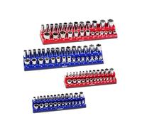VEVOR Set di Organizzatore per Prese Magnetiche, 4 Porta Prese Magnetici, Vassoi Prese Metriche SAE 1/4 3/8 Pollici Contengono Fino a 108 Prese Standard e Profonde, Blu e Rosso (Prese Non Incluse)