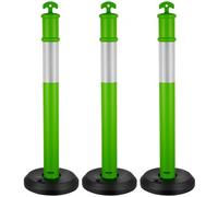 VEVOR Set di Paletto Delimitatore del Traffico φ375 x 1140 mm con Base Riempibile Strisce Riflettenti, Paletti Stradali di Segnalazione per Controllo della Folla, 3 pezzi, Verde