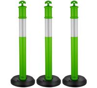 VEVOR Set di Paletto Delimitatore del Traffico φ375 x 1140 mm con Base Riempibile Strisce Riflettenti, Paletti Stradali di Segnalazione per Controllo della Folla, 3 pezzi, Verde
