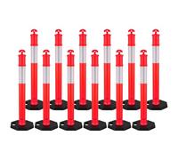 VEVOR Set di Paletto Delimitatore del Traffico φ375 x 1140 mm 12 pezzi Rosso