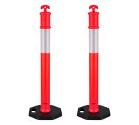 VEVOR Set di Paletto Delimitatore del Traffico φ375 x 1140 mm con Base Zavorrata Strisce Riflettenti, Paletti Stradali di Segnalazione per Controllo della Folla, 2 pezzi, Rosso
